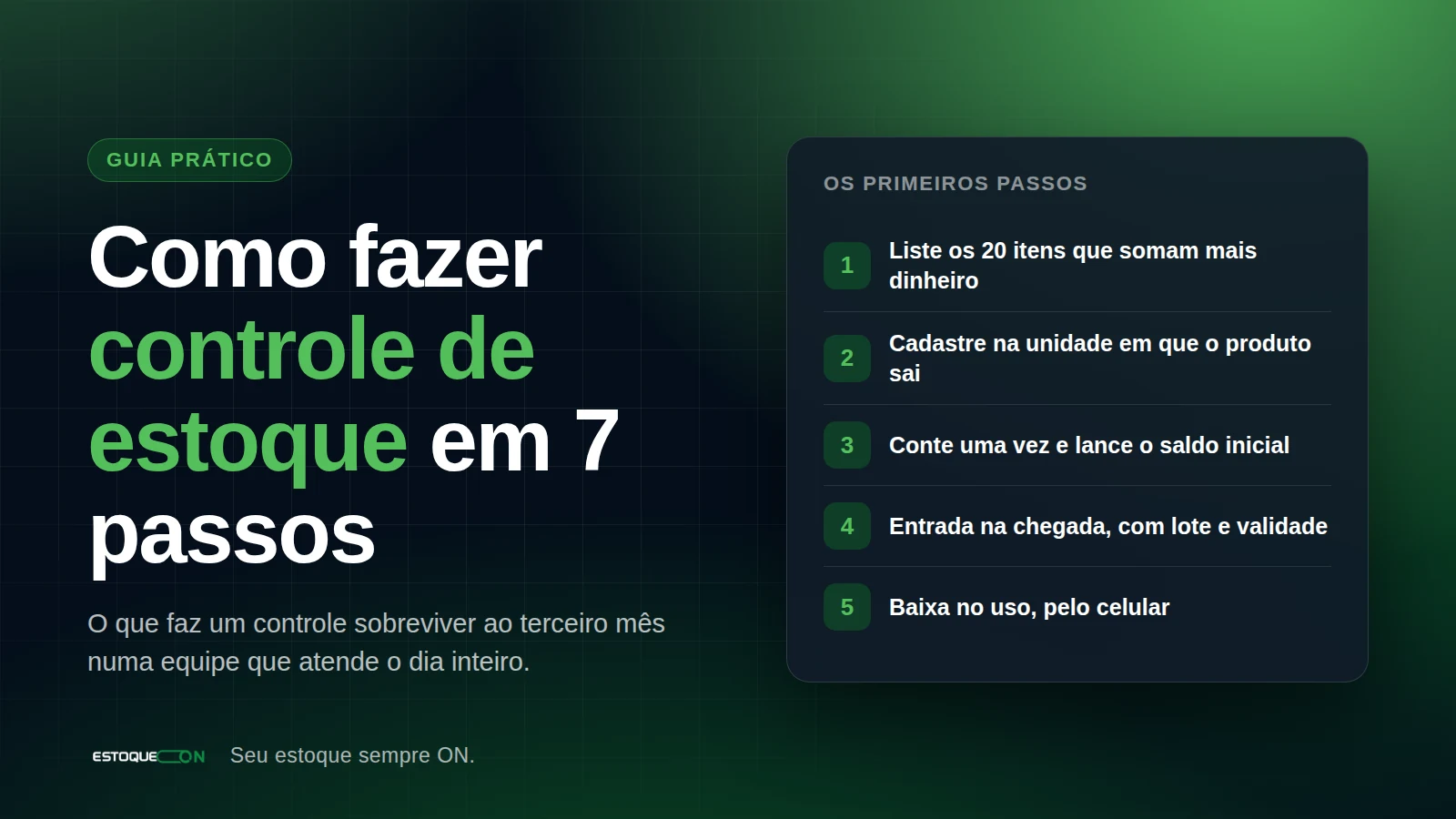 Lista de produtos do EstoqueOn com saldo, estoque mínimo e valor de cada item