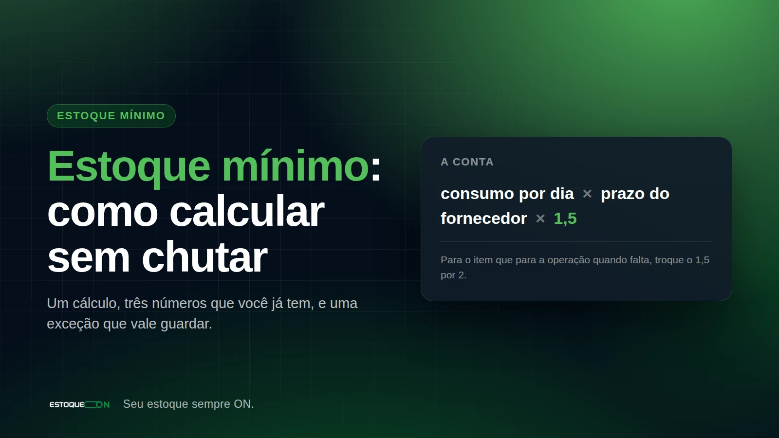 Janela de pedidos do EstoqueOn com o que está abaixo do mínimo e a quantidade sugerida