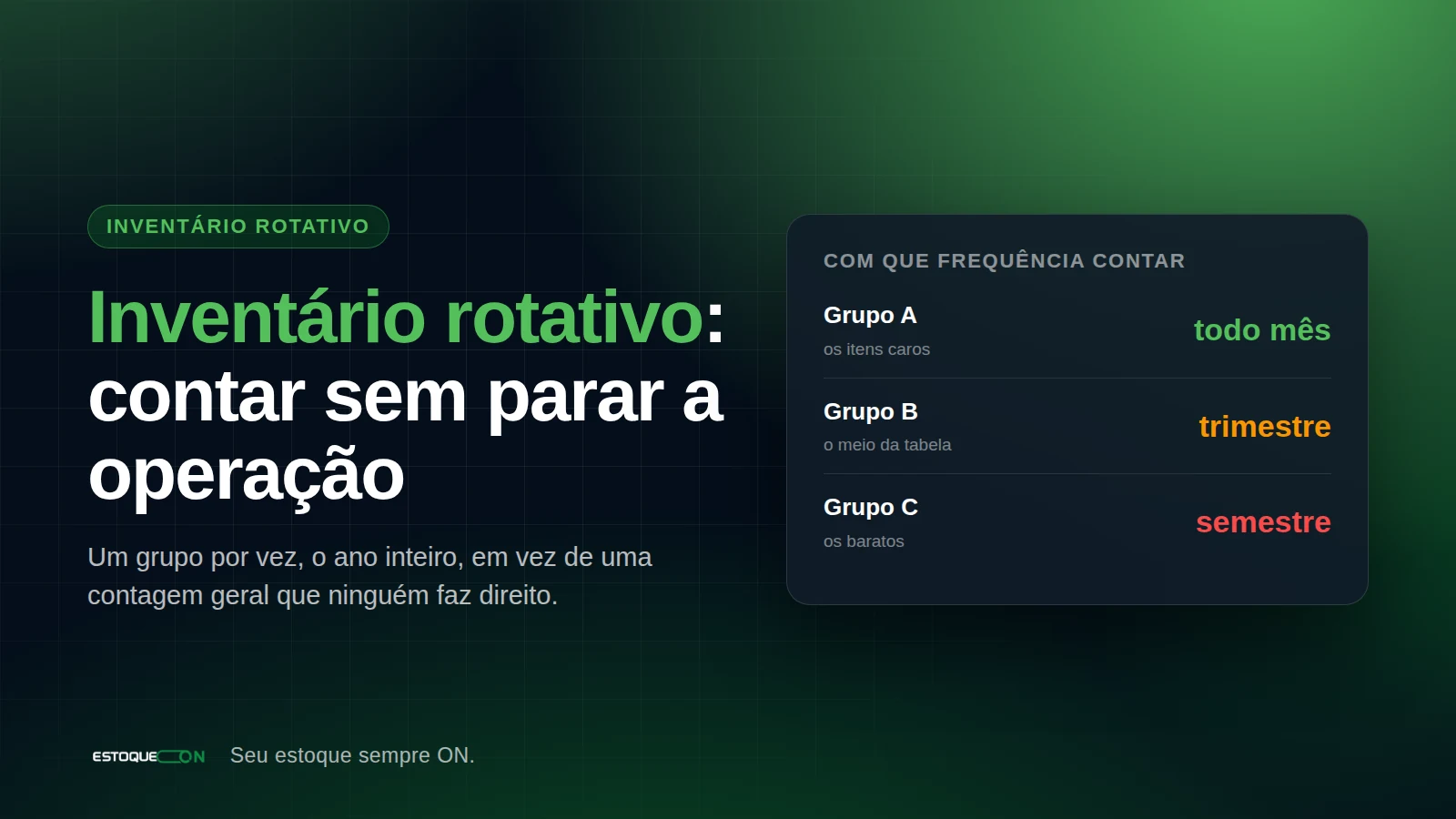 Relatórios do EstoqueOn, usados na conferência periódica do estoque