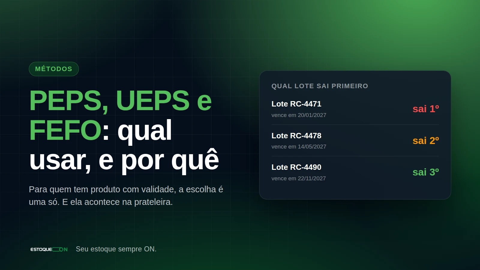 Tela de entradas do EstoqueOn, com o lote e a validade de cada movimentação